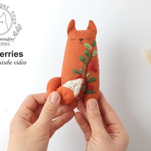 Embroidered Fox Toy Sewing Pattern: Linen Stuffed Animal (PDF Pattern)