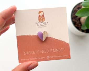 Heart needle minder, magnetic needle minder cross stitch, modern needle magnet for embroidery, quilting, wood and resin needle keeper