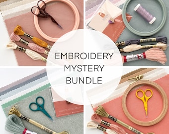 Embroidery supplies MYSTERY BUNDLE, surprise bag, embroidery fabrics, hand embroidery kit