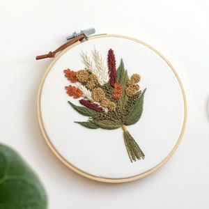 Fall embroidery bouquet pattern, fall flowers embroidery pdf pattern, autumn embroidery image 4
