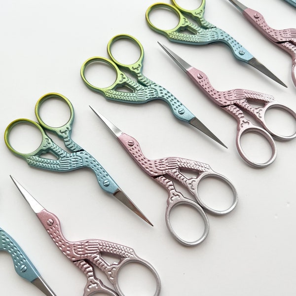 Stork embroidery scissors, small sharp bird scissors, cross stitch scissors, small sewing scissors