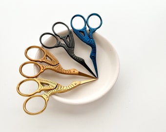 Stork embroidery scissors, small sharp bird scissors, cross stitch scissors
