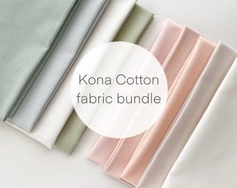 Kona cotton embroidery fabric, Kona fabric bundle, fat quarter bundle, 100% cotton fabric