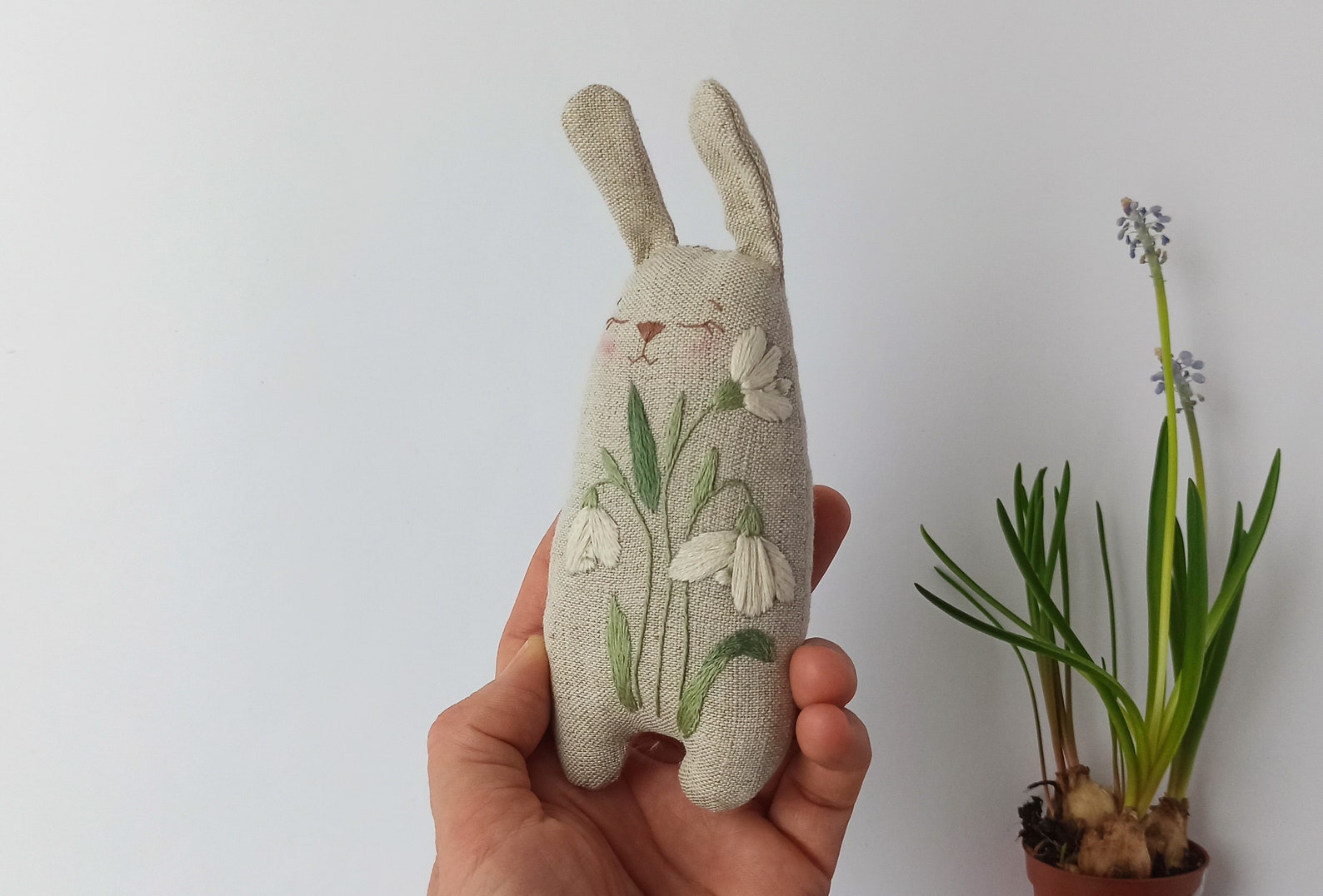 PDF Pattern + Video Tutorial, Handmade Bunny Toy With Botanical ...