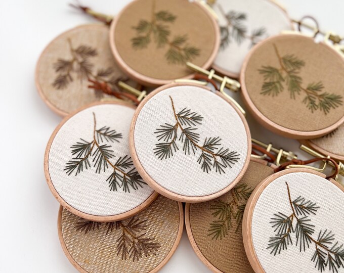 Amber Lewis Creator Collab - hand embroidered ornaments, Christmas tree ornaments, Christmas ornament embroidery hoop