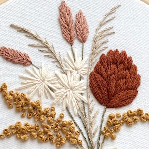 Modèle de broderie bouquet de fleurs séchées, modèle pdf, modèle de broderie pour débutants pdf, modèle de point de croix de fleurs pour débutants image 4