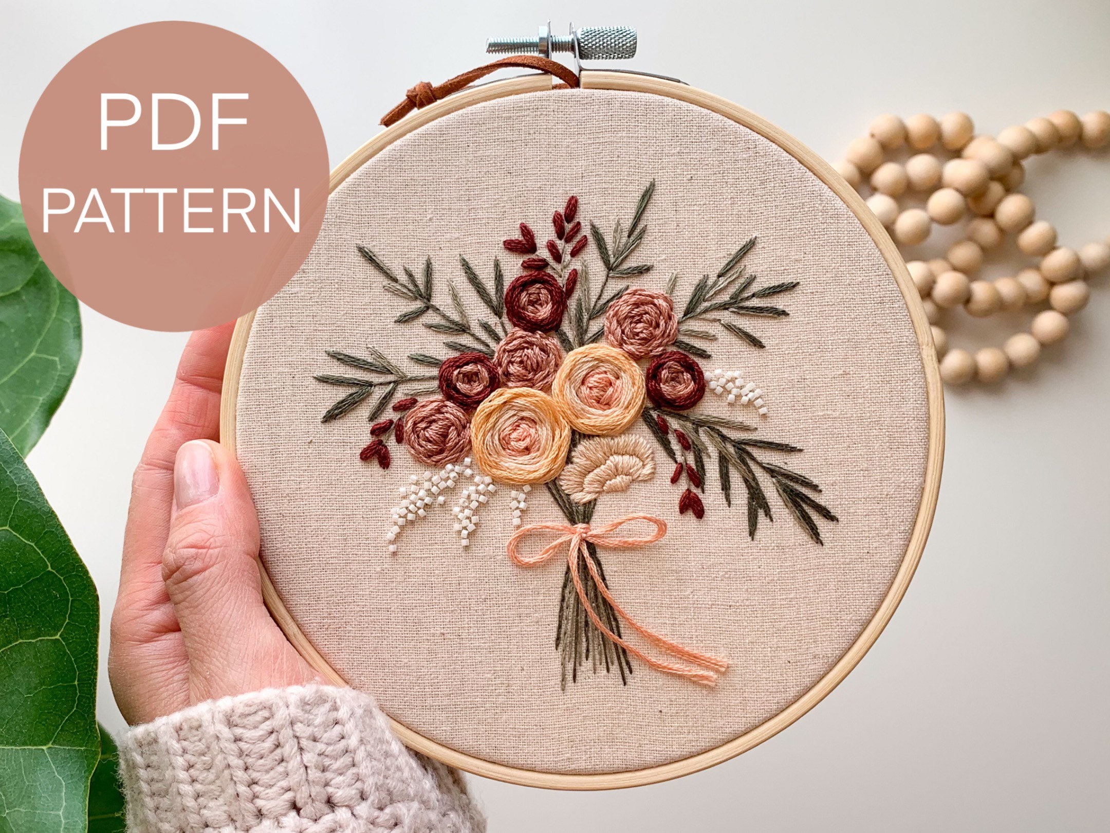 Embroidery Bouquet Pattern Pdf Roses Bouquet Embroidery Etsy