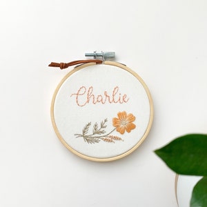 Personalized embroidery hoopcustom initial nursery decorembroidery hoop monogramcross stitch baby namebaby birth announcement