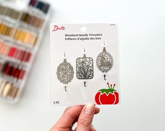 Enhebradores de agujas Dritz para bordado, punto de cruz, herramienta de enhebrado de agujas de metal, enhebrador de agujas para costura y labores de aguja.