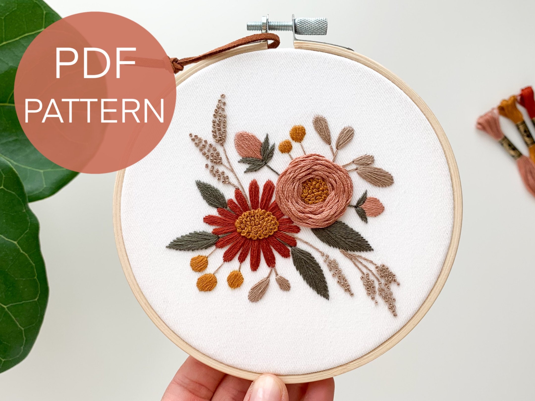 花の刺繍パターン：初心者向けDIYプロジェクト（PDFパターン） - Etsy 日本