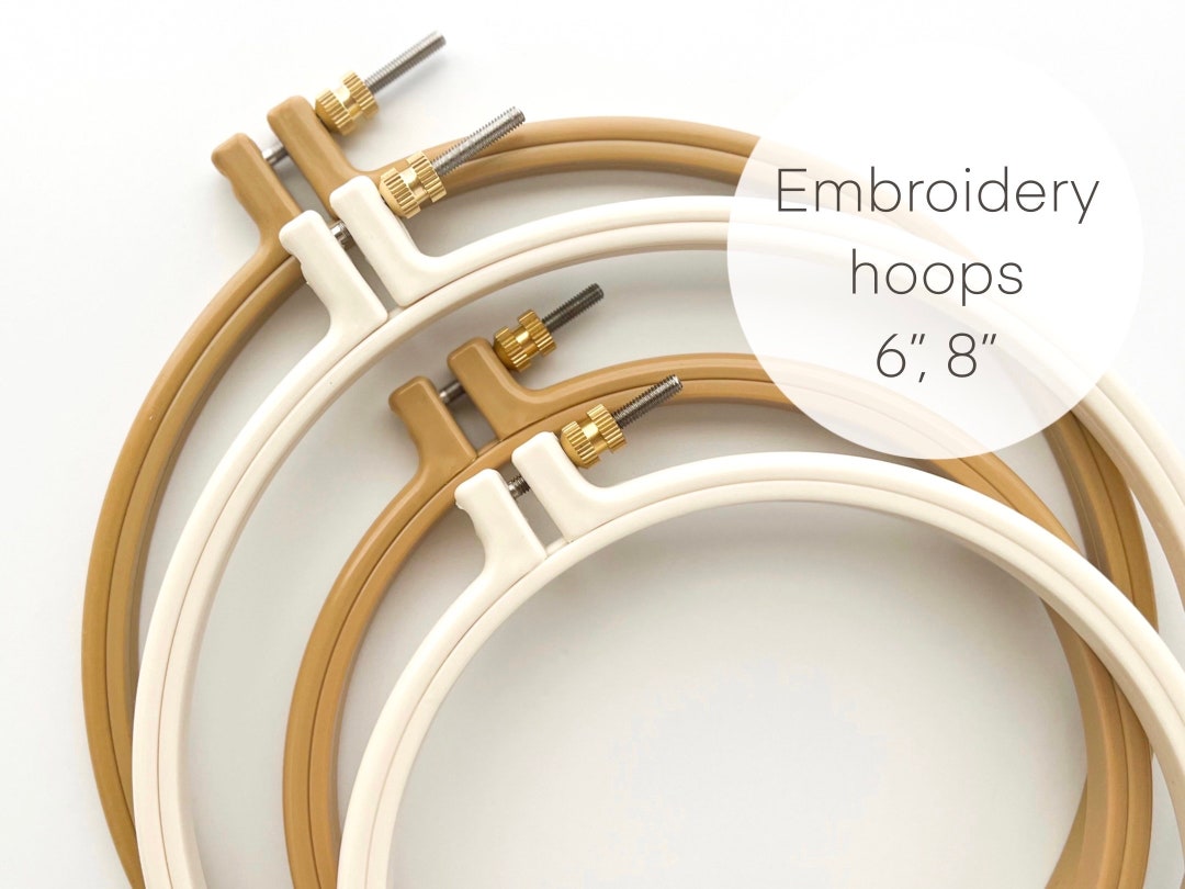 Plastic Embroidery Hoops 6, 8, Neutral Colors Embroidery Hoops With Tight  Grip, Cross Stitch Hoops 