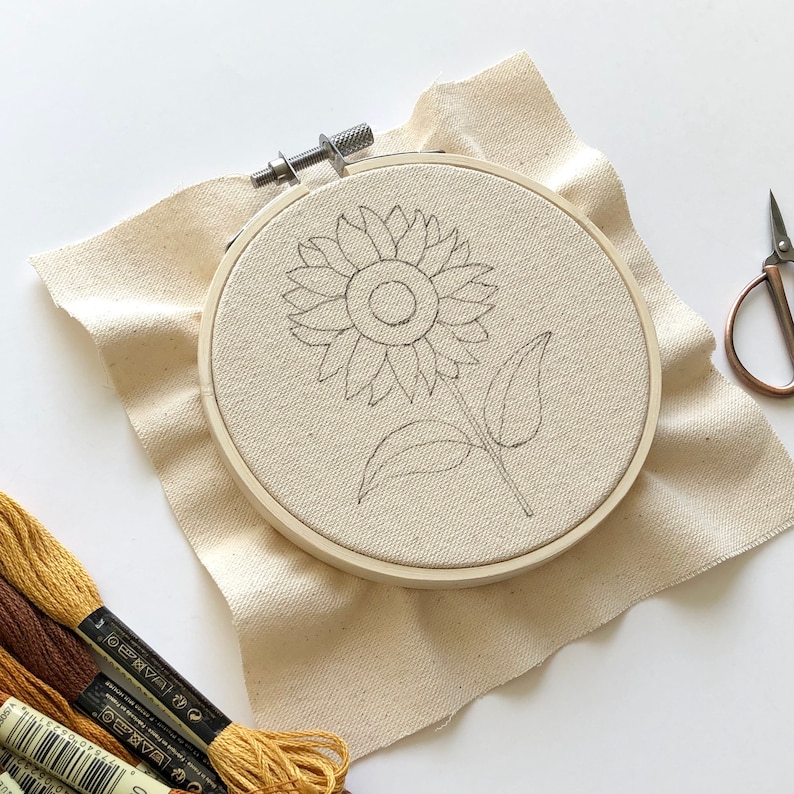 Sunflower Embroidery Pattern Pdf Pattern Beginner Embroidery Etsy Canada