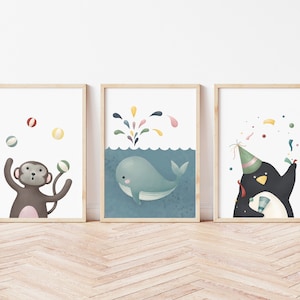 Set di 3 illustrazioni per la cameretta dei bambini, stampe decorative