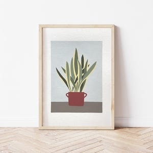 Decorazione Parete con Pianta Sansevieria, illustrazione Botanica Dipinta a Mano
