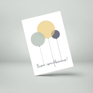 Set 3 biglietti d'auguri con busta, illustrazione con palloncini colorati, festa di Compleanno
