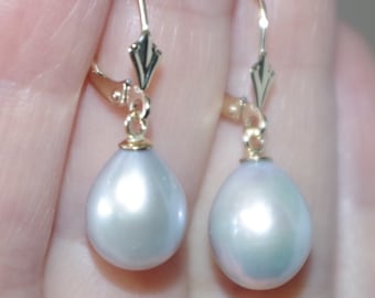 正規品・関税込み◆HEI◆pearl tears earring Quality Japan 14K Gray White 27MM Teardrop Cultured Pearl