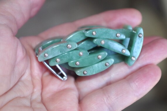 Antique Exquisite Large Interlocking Jadeite Jade… - image 2