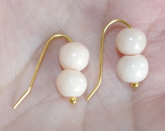 Vintage 14K Gold Filled Angel Skin Coral Earrings
