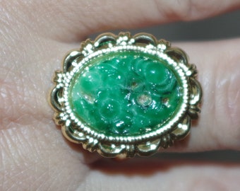 Ruth Bader Ginsburg Green Jade Flexible Ring