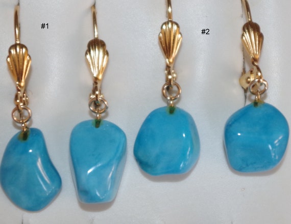 Gorgeous 14K GF Free Form Turquoise Drop Earrings - image 8