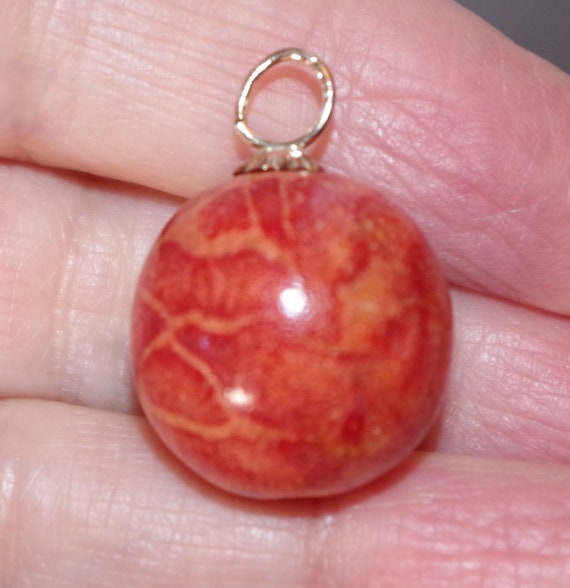 14K Red Apple Coral 20mm Large Ball pendent
