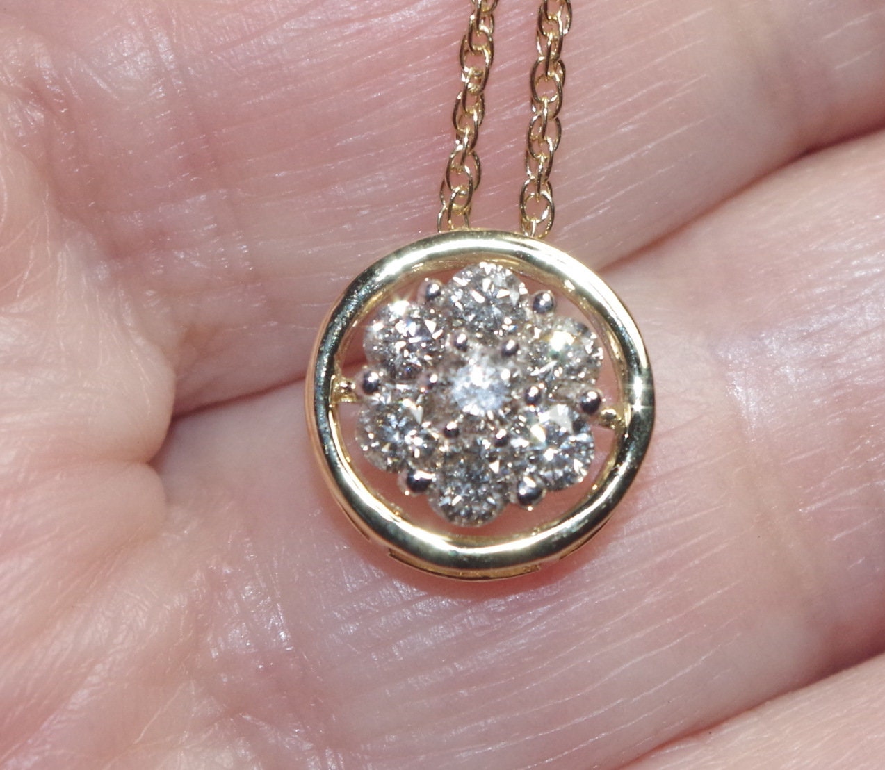 Diamond Pendant Necklace Solid 10k 