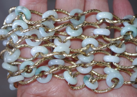 Jadeite Jade Circle Long Interlocking Fancy Chain… - image 6