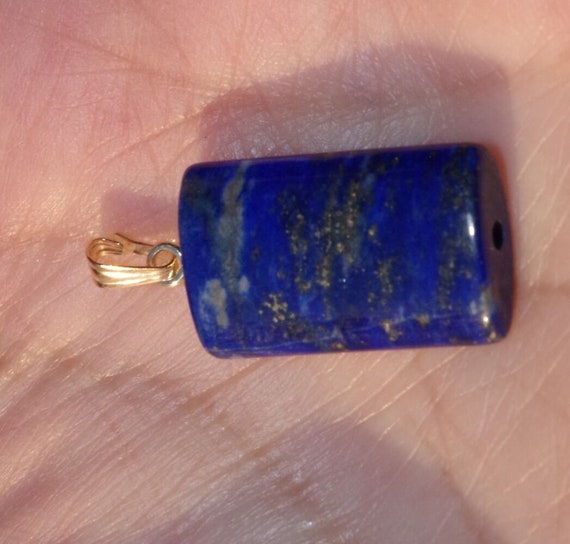 Gorgeous 14K Genuine Large Lapis lazuli Drop Pend… - image 7