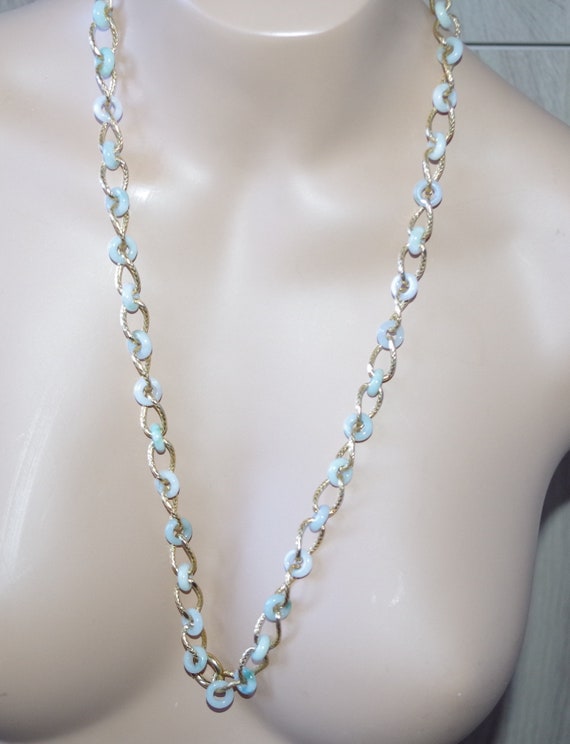 Jadeite Jade Circle Long Interlocking Fancy Chain… - image 9