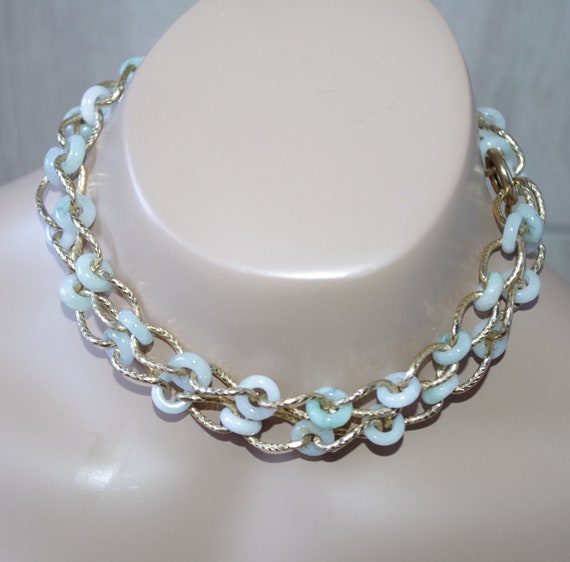 Jadeite Jade Circle Long Interlocking Fancy Chain… - image 1