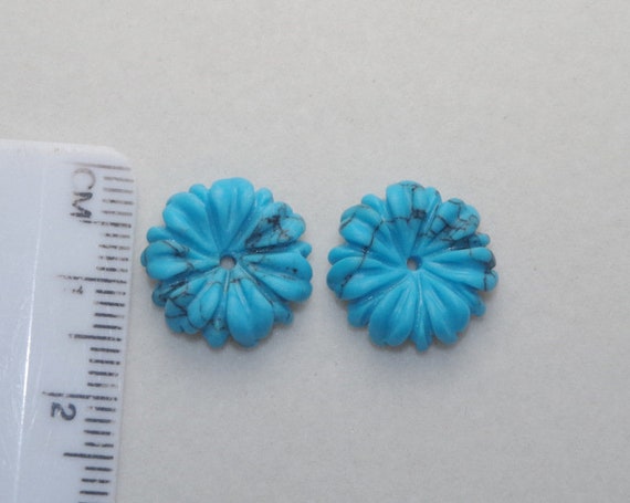 15MM Blue Turquoise Flower Jackets For Stud Earri… - image 2