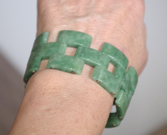 Antique Exquisite Large Interlocking Jadeite Jade… - image 10