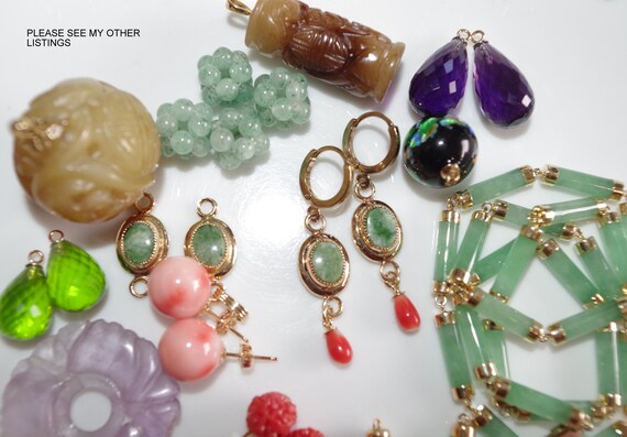 Carved Angel Skin Rose Coral Heart Drop Earrings:… - image 10