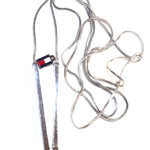 Vintage Tommy Hilfiger Sterling Silver Lariat Long Necklace