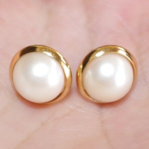 Majorca Pearl Round Dome 12MM Stud Earrings 14K Gold Filled