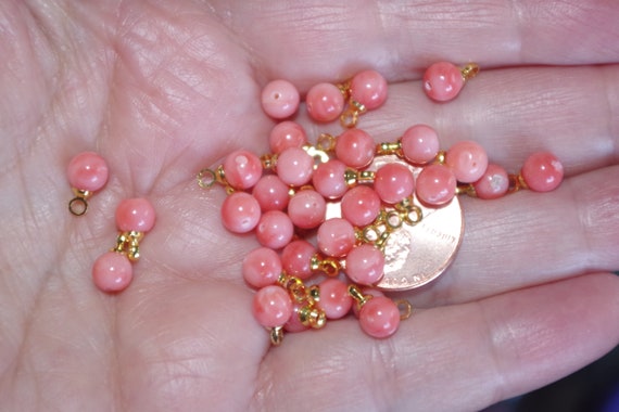 Angel Skin salmon Coral 6MM Small Ball 22MM Drop … - image 5