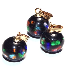 14K Quality Black Onyx & Opal Round 10MM Ball Pendent