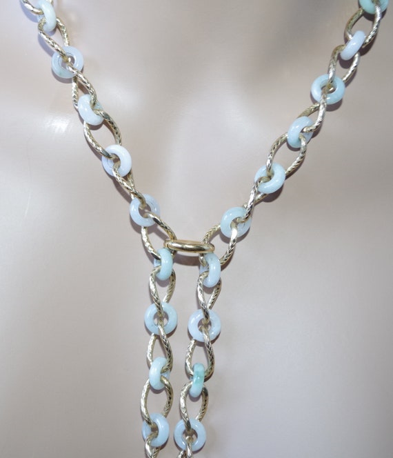 Jadeite Jade Circle Long Interlocking Fancy Chain… - image 8