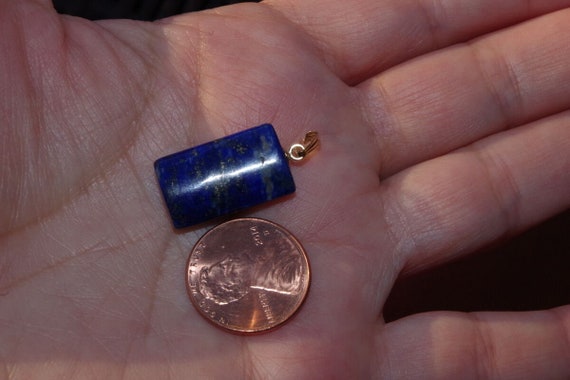 Gorgeous 14K Genuine Large Lapis lazuli Drop Pend… - image 5
