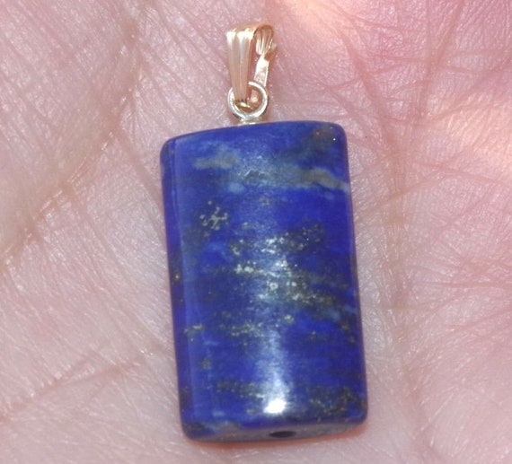 Gorgeous 14K Genuine Large Lapis lazuli Drop Pend… - image 3