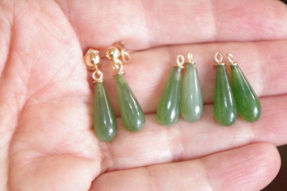 Vintage Gorgeous Genuine 14K Green Jade Jadeite T… - image 6
