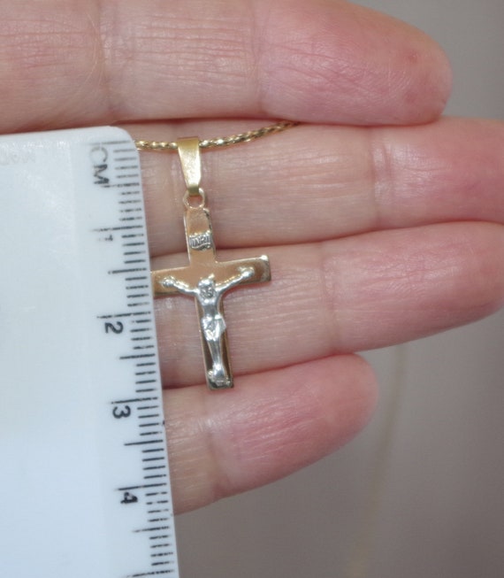 14K Quality Cross With Jesus Lever Back Earrings … - image 7