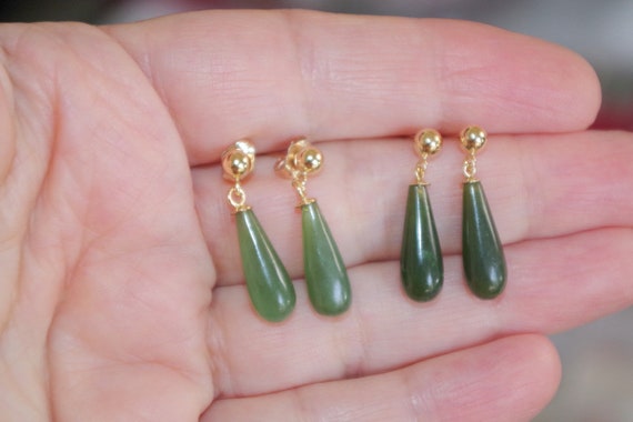 Vintage Gorgeous Genuine 14K Green Jade Jadeite T… - image 9