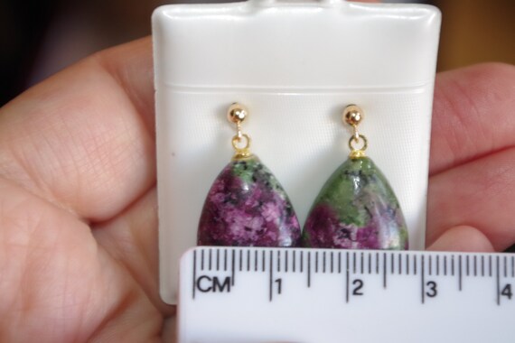 Ruby Zoisite Tear Drop Elongated Stud Earrings  I… - image 6