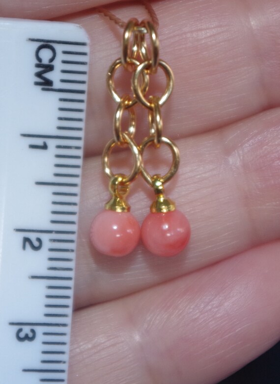 Angel Skin salmon Coral 6MM Small Ball 22MM Drop … - image 3