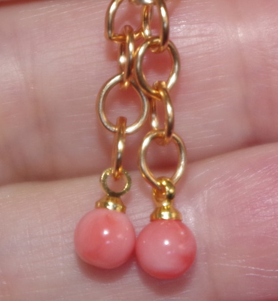 Angel Skin salmon Coral 6MM Small Ball 22MM Drop … - image 1