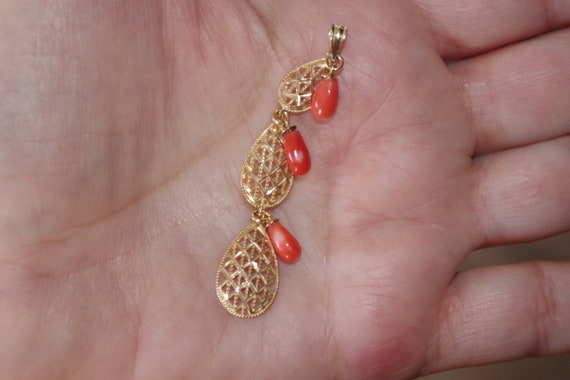 Carved Teardrop  Japanese Red  Momo  Teardrop Cor… - image 9