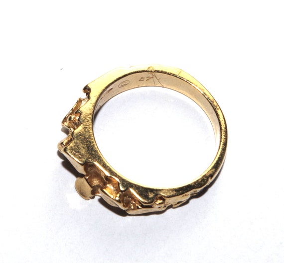 Gorgeous 14K Over Brass Gold Nugget Band Ring - image 7