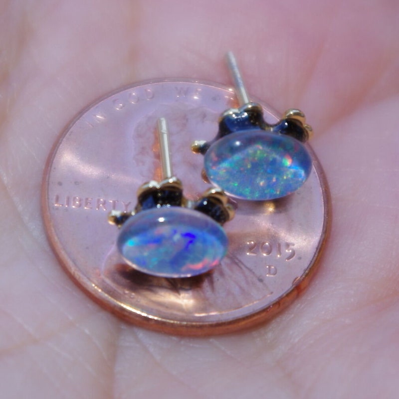 Free Jewellery Box Natural Black Triplet Opal Earring With
