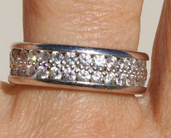 Designer Sterling Row Eternity  Wedding Band Ring 